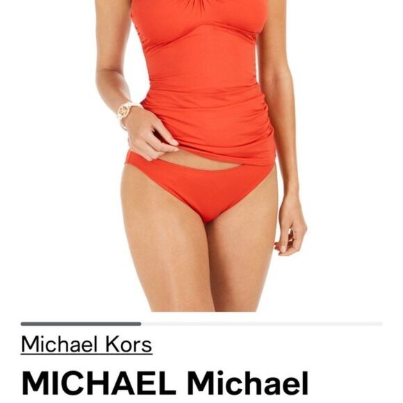 Michael Kors Logo Ring Bandini Swim Halter Top & Bottom 2 piece Set - Sea Coral - Picture 7 of 16